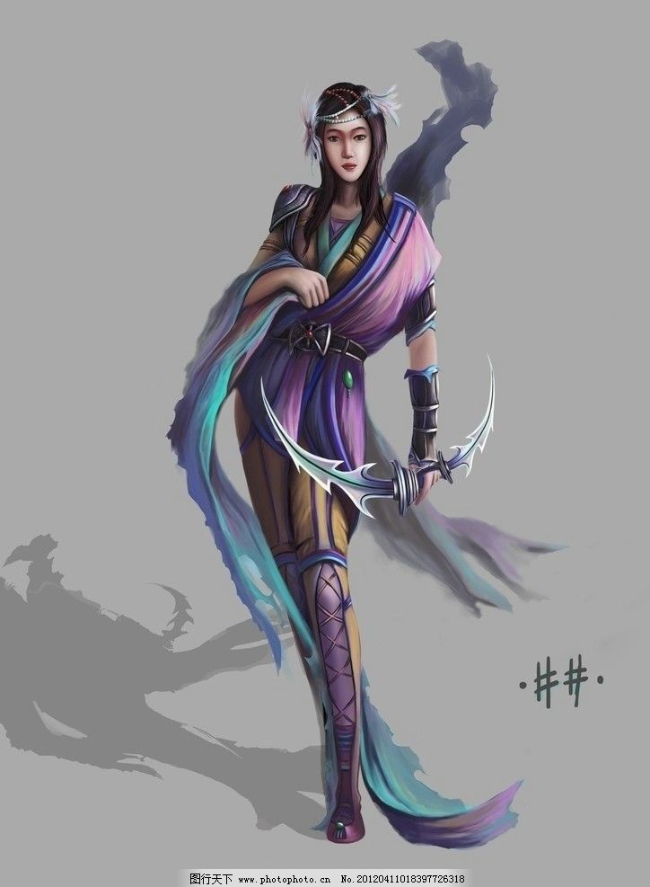 刺客 美女 匕首 魔法 游戏 原画 cg 人物素材 动漫人物 动漫动画 设计