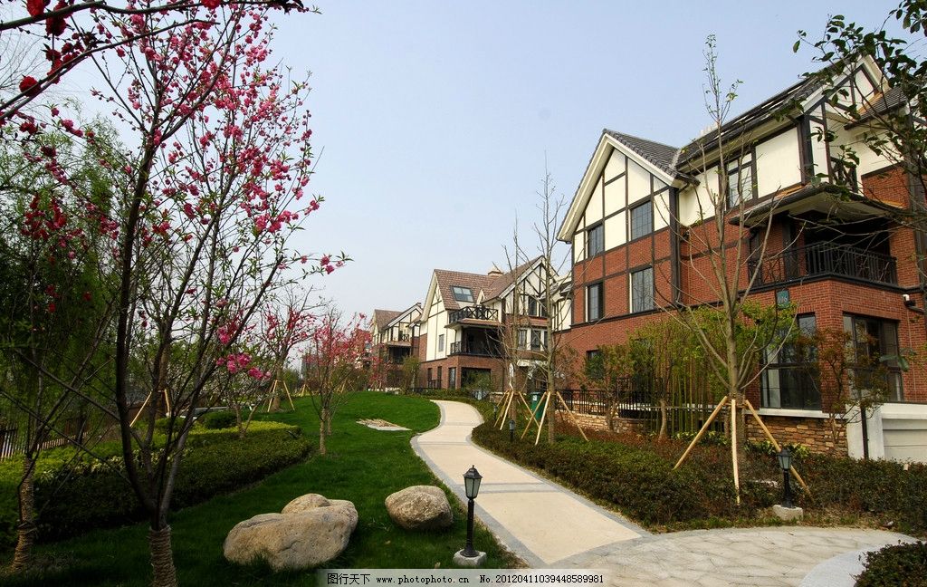 别墅建筑 别墅 建筑外立面 英伦风 英伦建筑 小区绿化 别墅小区 小区景观 欧洲 欧式建筑 草地 户外休闲 树木 花草 房地产小区 欧式建筑别墅房地产小区 建筑摄影 建筑园林 摄影 300DPI JPG
