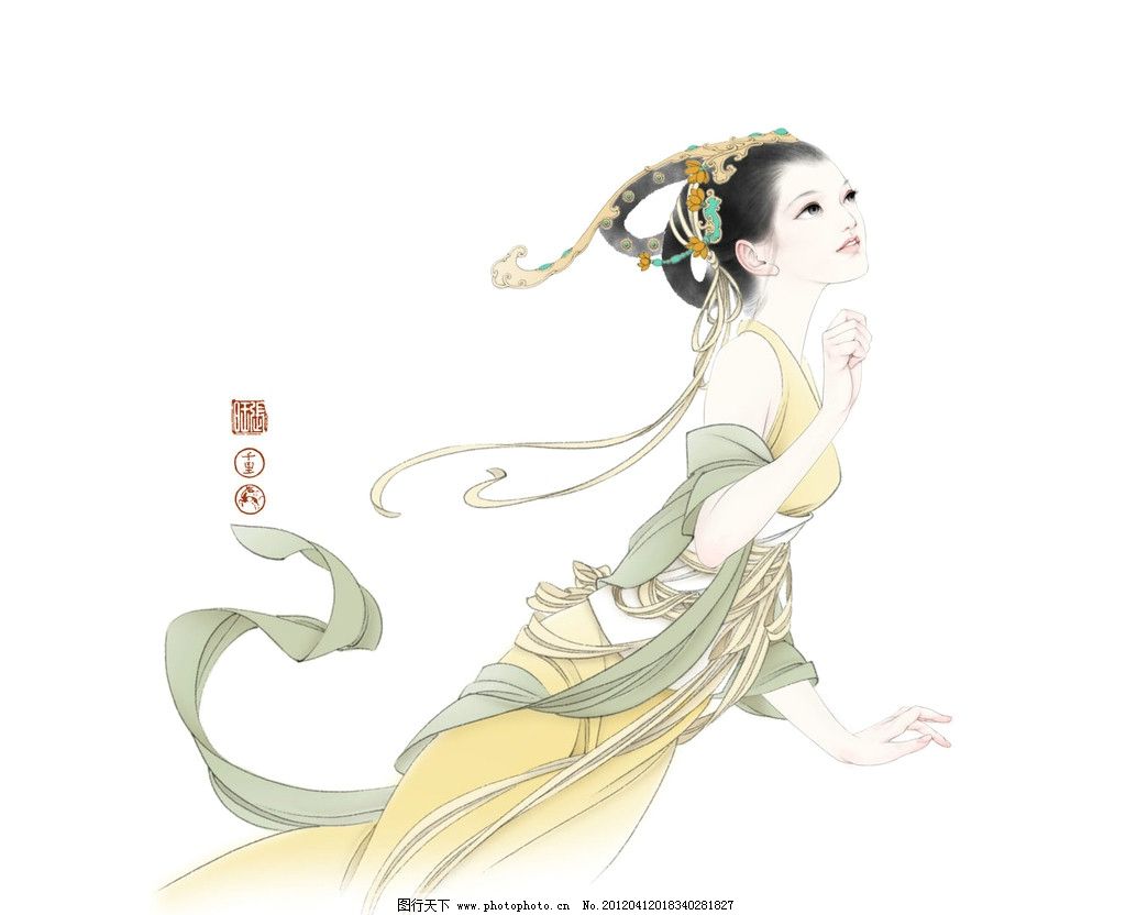 古典美女 绘画 手绘 蟠桃园 仕女 张旺 绘画素材 动漫人物 动漫动画