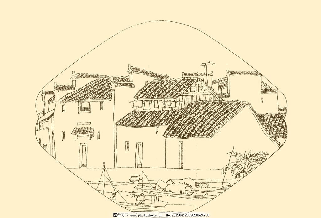 古建筑速写钢笔画临摹