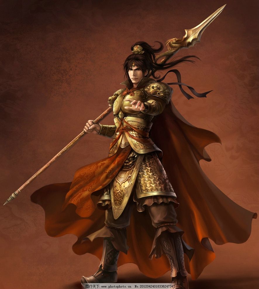 武侠 侠客 将军 长枪 金甲 红袍 游戏 人物 三国群英传 动漫人物 动漫