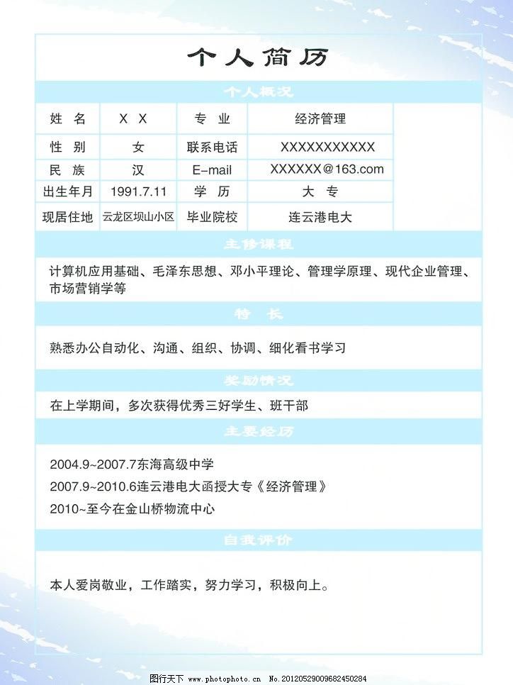 psd 个人简历模板 广告设计模板 其他模版 源文件 个人简历模板素材图片