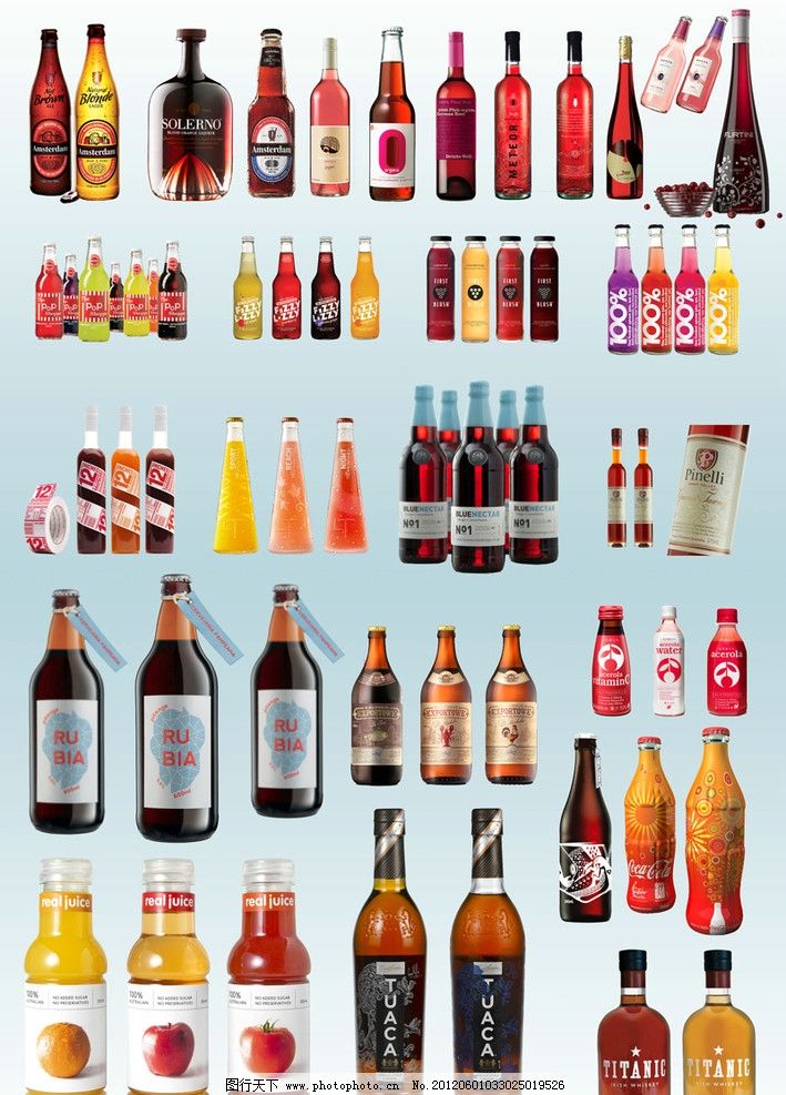 酒瓶图片,饮料瓶 果汁瓶 红色系玻璃瓶 源文件-