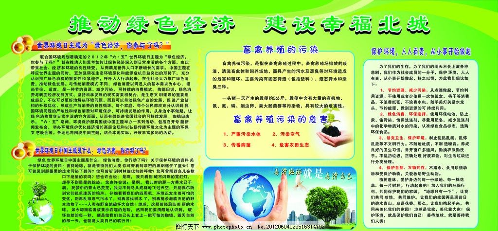 世界环境日板报图片,中国主题 绿色消费你行动
