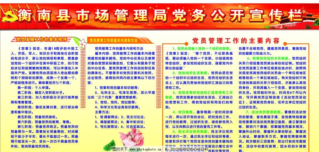 党务公开图片,展板 宣传板报 市场管理局党务公