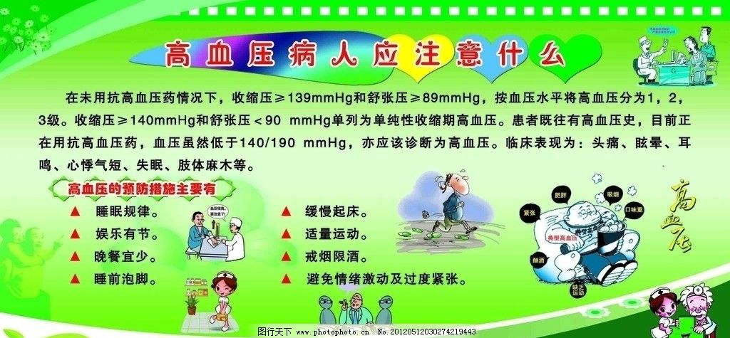 高血压病人应注意什么,老人,运动,晨练,营养餐,肥胖者,医生,护士,展板模板,广告设计模板,源文件,72DPI,PSD